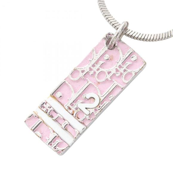 Christian Dior Trotter Necklace Stainless Steel Women's Silver and Pink